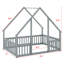 Lit de plancher en bois en forme de maison avec clôture, garde-corps-118028151