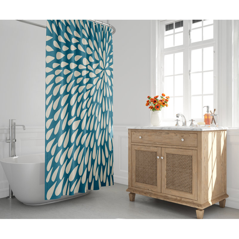Rideau de douche, Turquoise, Beige