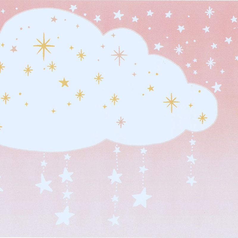 Bordure de papier peint L 15 pi x l 9 po Sky Clouds Stars, Blanc/rose