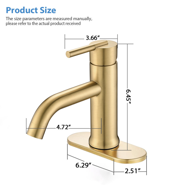 Single-handle Bathroom Faucet, Brushed Gold, Drain Assembly Not Included