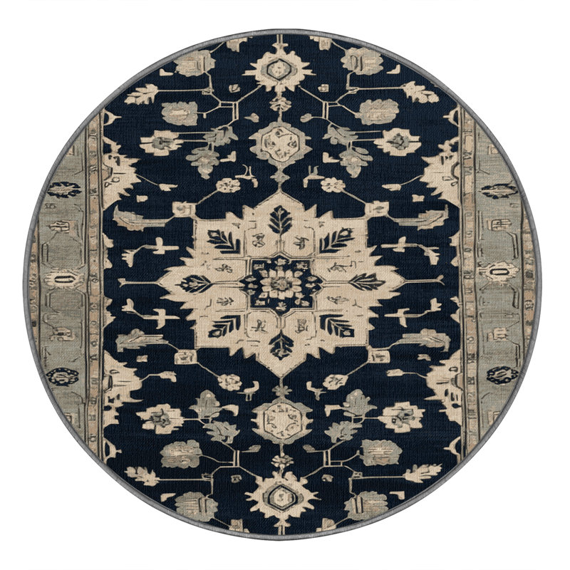Machine Washable Overdyed Grey Area Rug, Round 3'