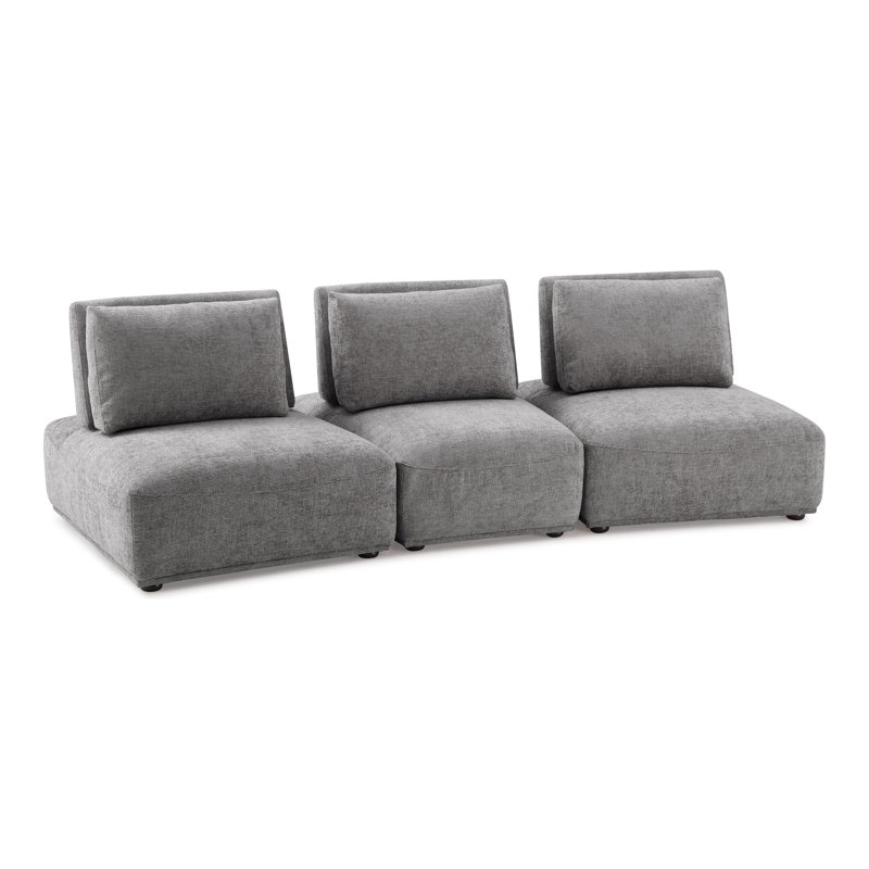 Aukeem 3 - Piece Upholstered Sectional, Gray Polyester