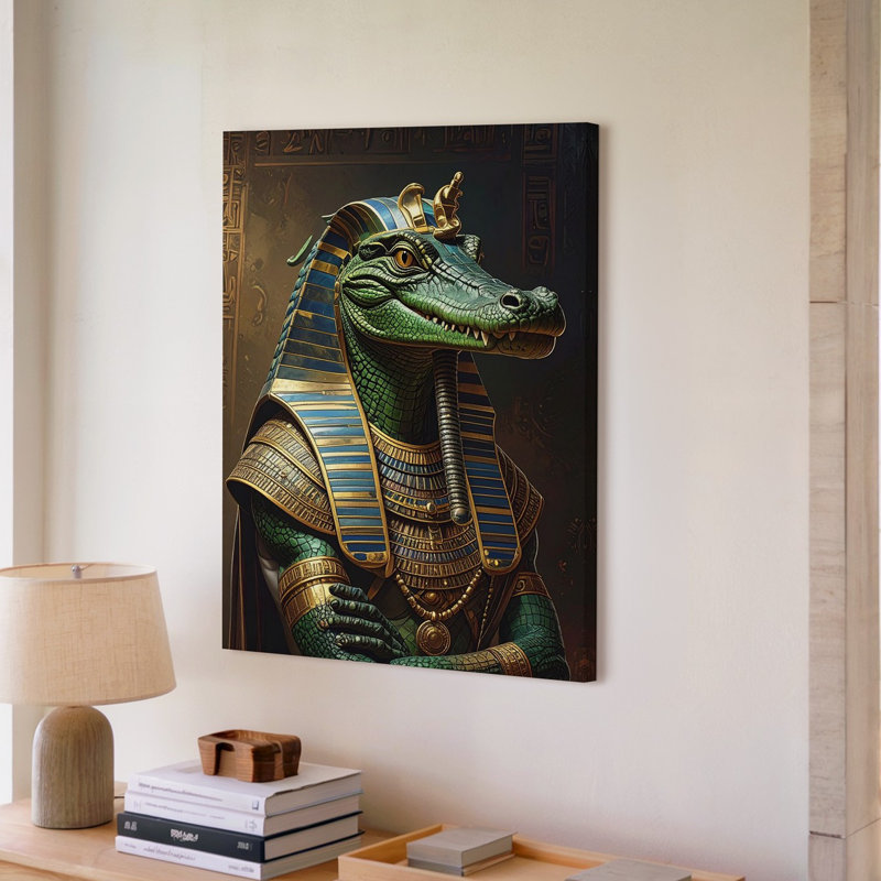 Toile, art mural Sobek, dieu du Nil, H 30 po x l 30 po