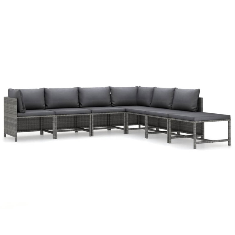 7 Piece Patio Lounge Set with Cushions, Anthracite, Gray