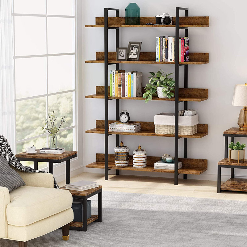 Kay Bookcase storage rack standing shelf 5-tier industrial Stable Bookshelf