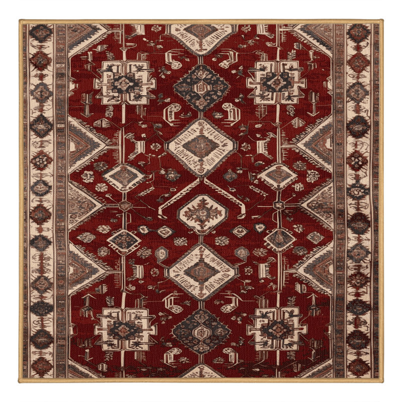Machine Washable Persian Brown Area Rug, Square 3'