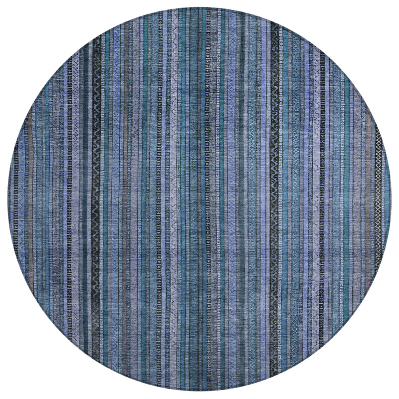 Velatrix Blue Washable Indoor-Outdoor Rug - LOOMLAN, 2'6" x 3'10"
