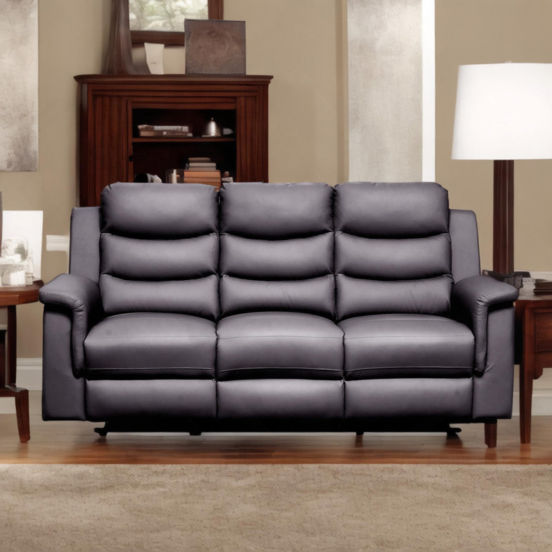 Canapé inclinable avec housse de console centrale, housses extensibles de canapé inclinable à 3 sièges (NOIR, housse inclinable à 3 sièges avec console) Similicuir NOIR