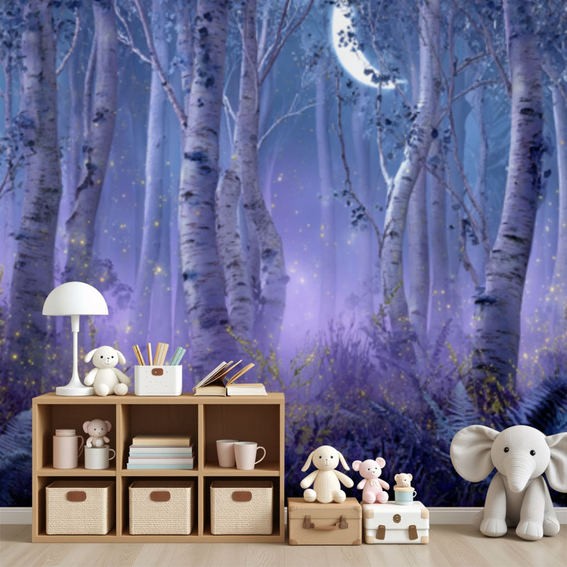 Papier peint auto-adhésif fantaisiste Woodland, 96" L x 69" W