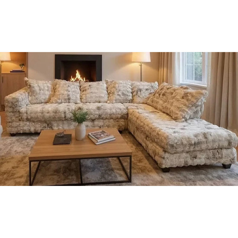 Shildon Beige Sectional Sofa – Spacious, Stylish & Durable Living Room Set, Beige Polyester