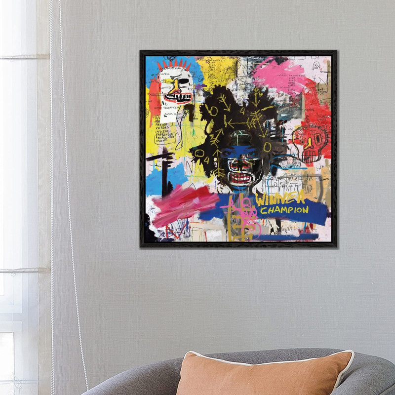 Portrait Of Basquiat - Print on Canvas, Black Framed, 93.98 cm H x 93.98 cm W