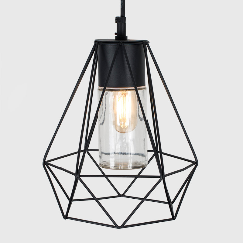 Carnegie 1 - Light Black Geometric Pendant, Pear Shaped Bulb