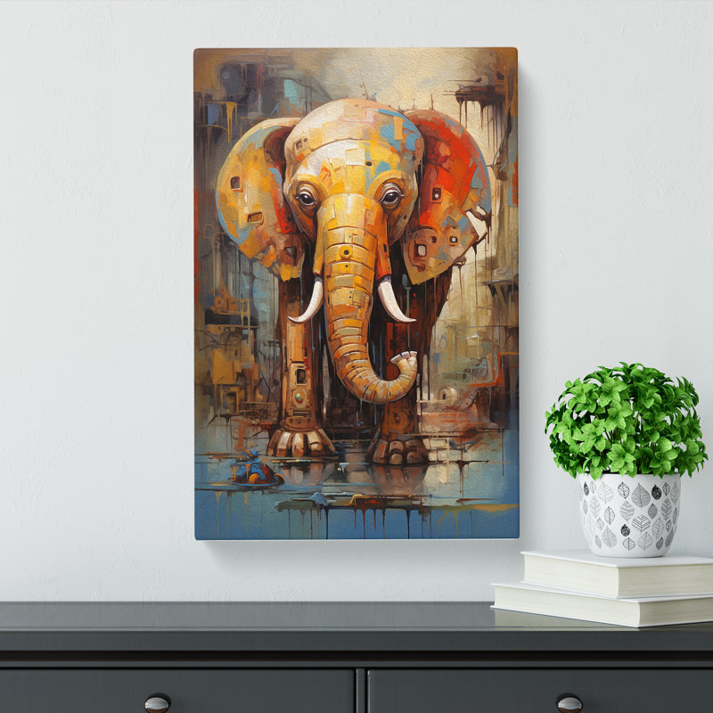 Elephant Modern No.2 - Wrapped Canvas, 50cm H x 35cm W x 3cm D