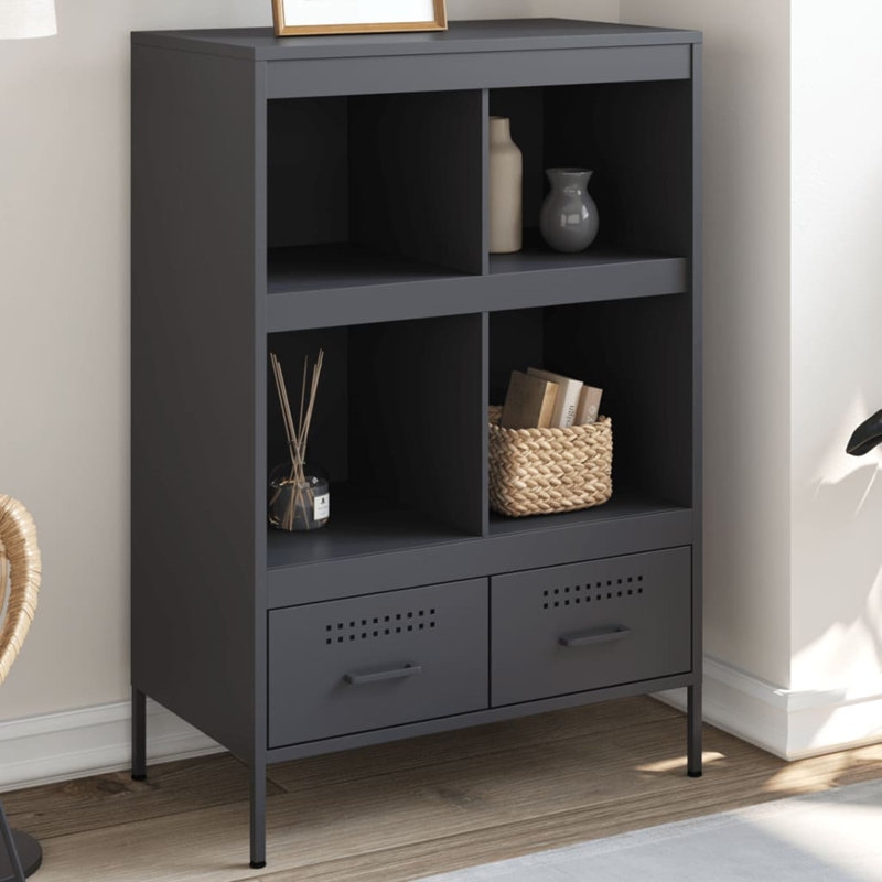 Sharell 101.5cm H x 68cm W Steel Standard Bookcase, Anthracite