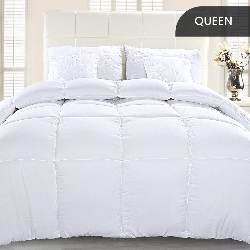 Bedding Comforter Duvet Insert, Quilted Comforter With Corner Tabs, Box Stitched Down Alternative Comforters Queen Size