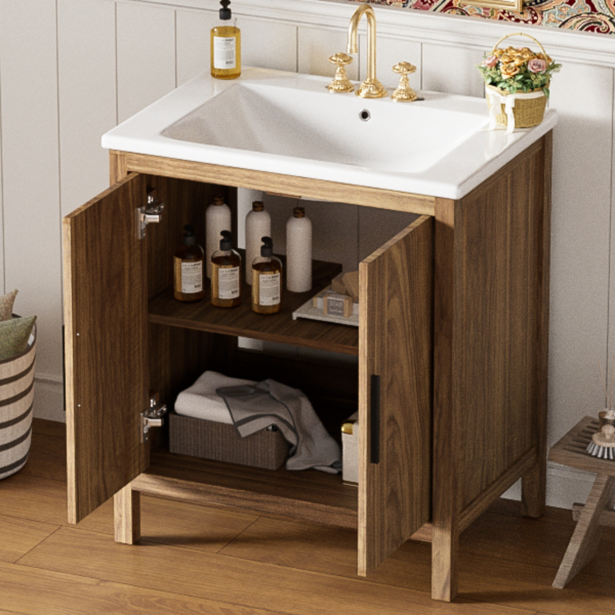 Millwood Pines 30" Wood Color Bathroom Vanity With Single Sink ...