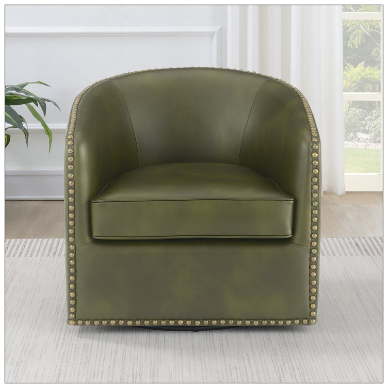 Fauteuil demi-tonneau pivotant de 28,5 po Gatwick, Similicuir vert fougère
