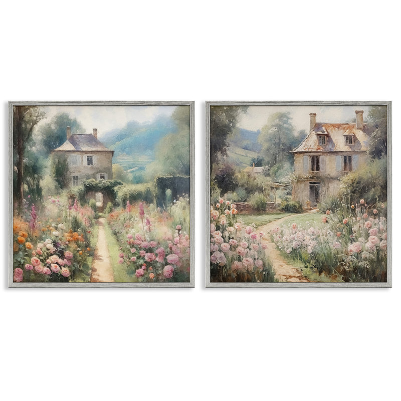 «Quaint French Country Garden», ensemble de 2 estampes numériques par RileyB, Estampe numérique Farmhouse, H 24 po x l 24 po