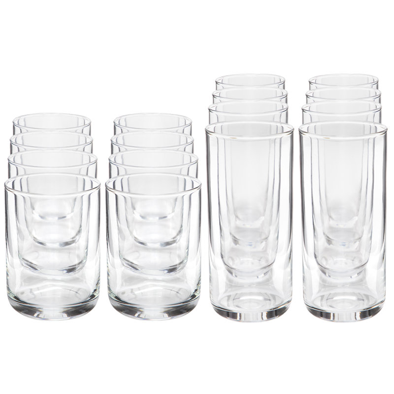 Ensemble de 16 verres Gibson Home, comprenant un verre Old Fashioned et un gobelet.