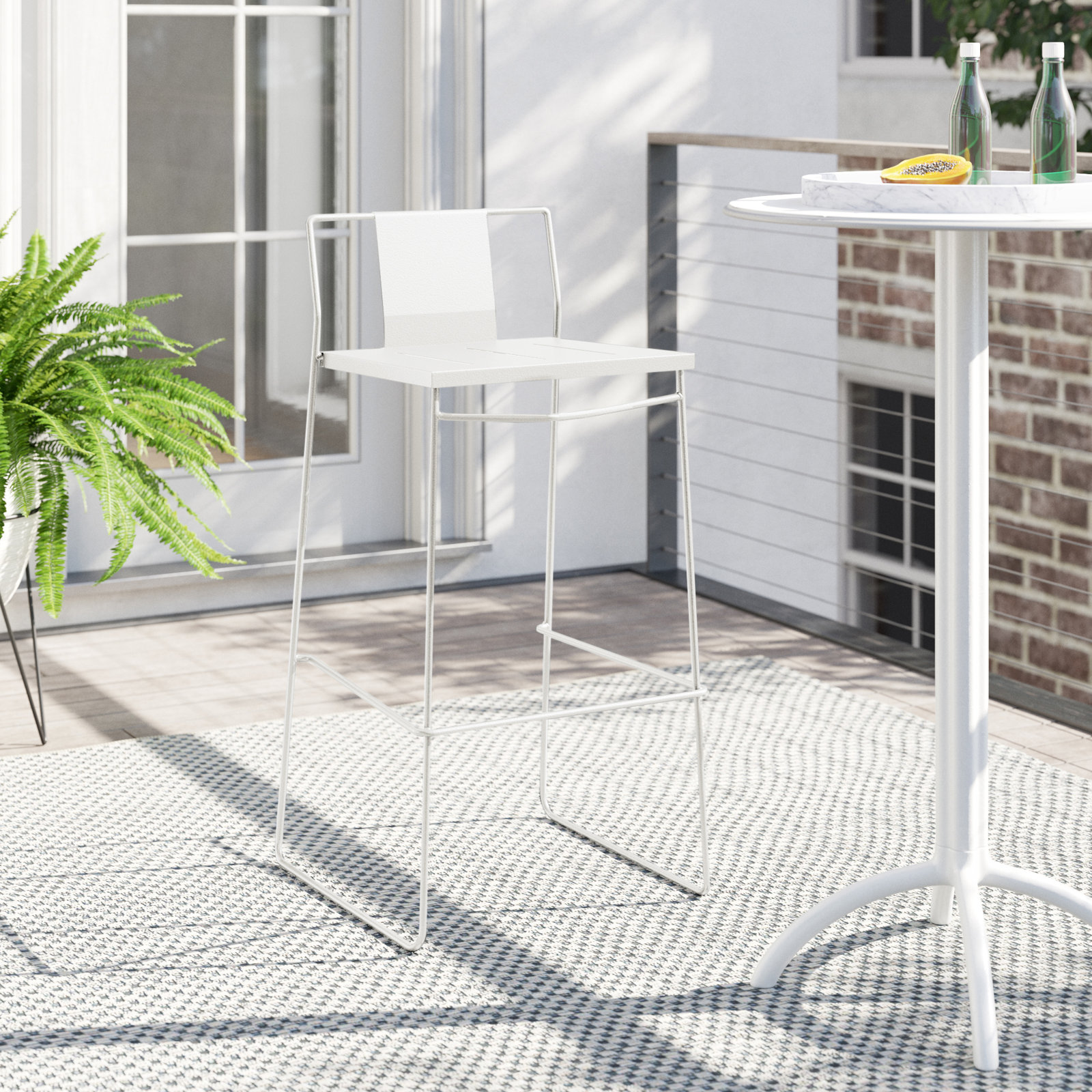 Avers 36.75'' Outdoor Bar Stool, Matte White