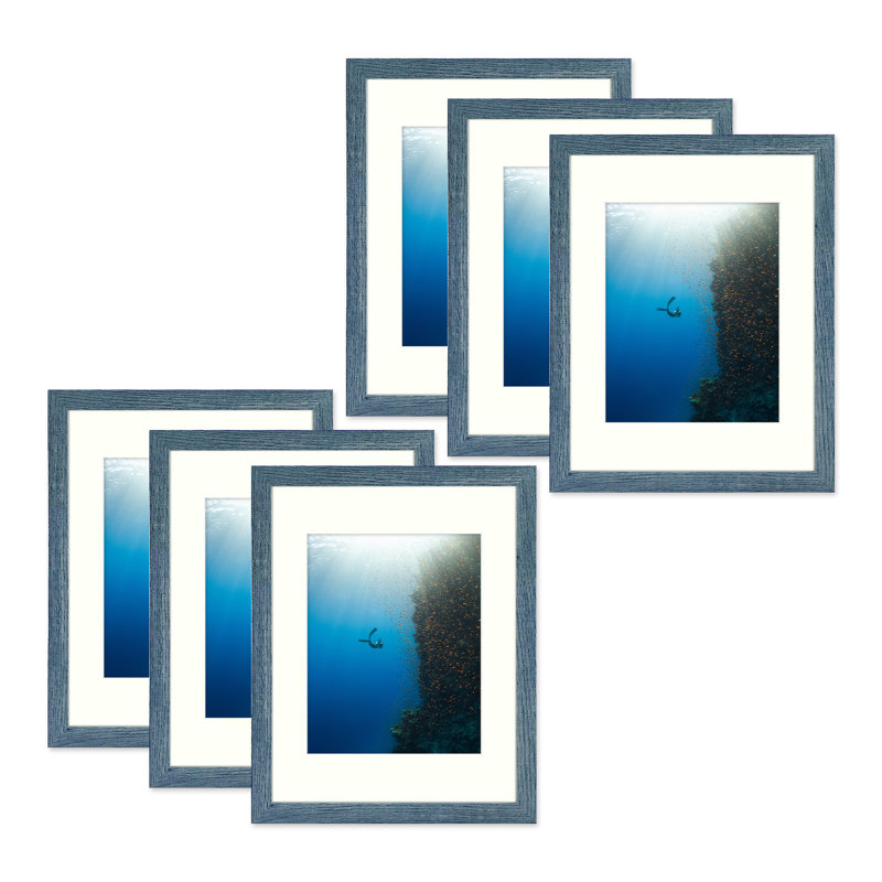 Ensemble de cadres muraux avec plexiglas - Basics by Wayfair ™, Bleu, 11 po x 14 po emmêlé à 8 po x 10 po