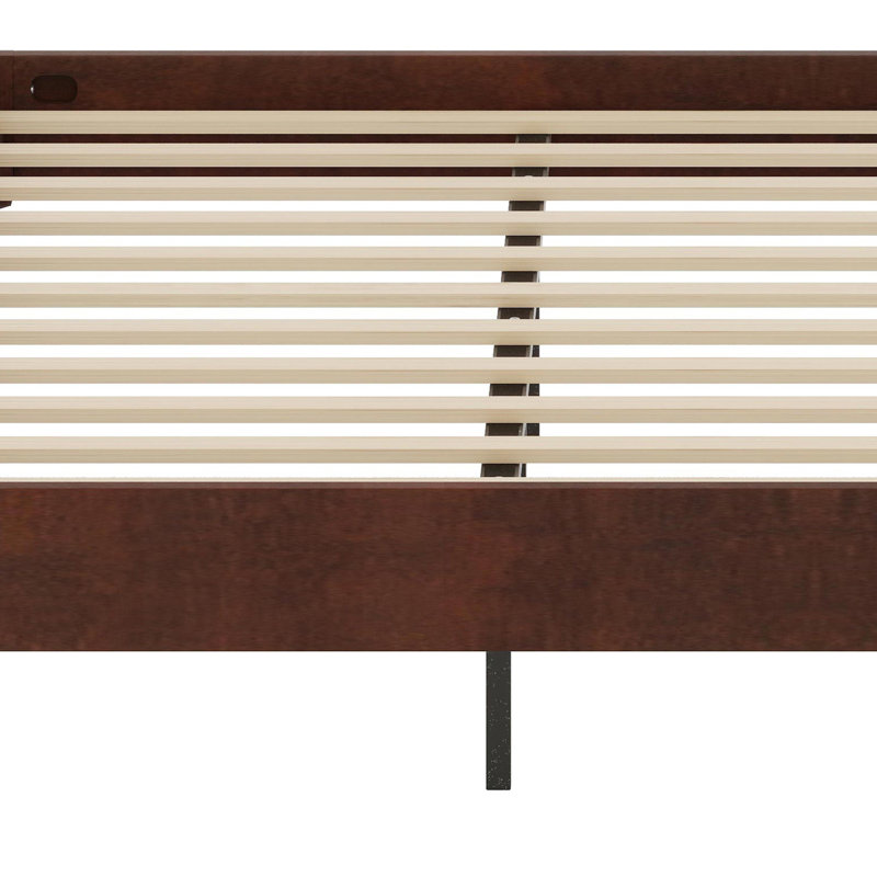 Sleek Simple Style Bed Frame with Engineered Support Grid and Tool-Free Construction, Chocolate