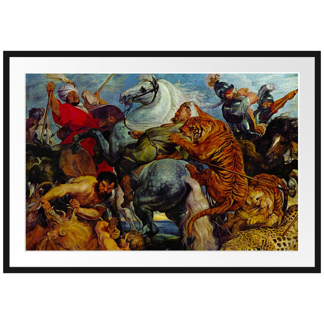 Gerahmter Kunstdruck Tiger and Lion Hunting von Peter Paul Rubens