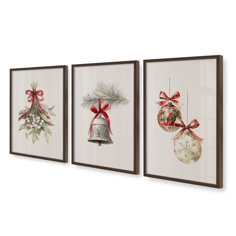 Ensemble de 3 estampes Tinsel & Tidings, H 17,5 po x l 40,5 po, Belvinder Brown