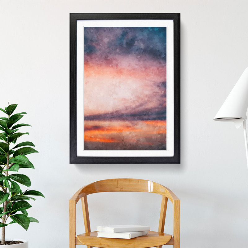 Movement of Clouds - Picture Frame Painting, 36cm H x 27cm W x 2cm D, Black Framed