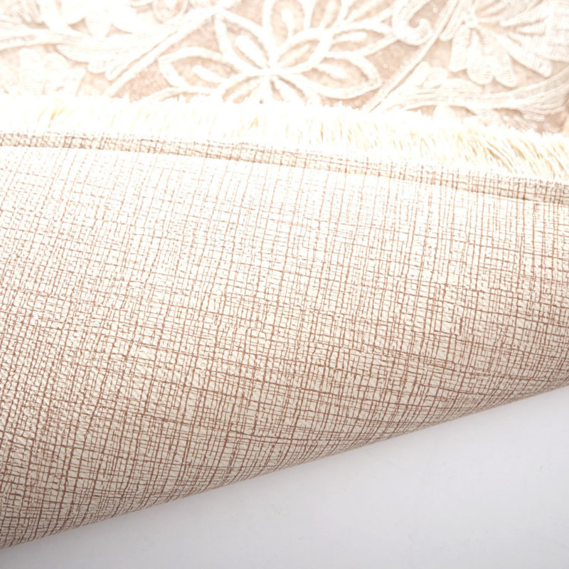 Ensemble de tapis de bain floral 2 pièces, Cappuccino / Blanc