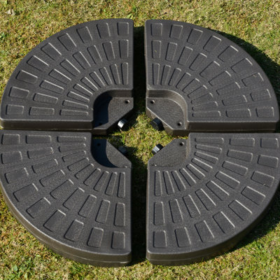 Heavy-Duty 4 Pieces Cantilever Umbrella Base , Fan Shaped Reliable Weight, Handles Embedded, Material, 148 Lbs Water, 220 Water/Sand, Coffee Pieces, Substantial Resilient Built-In, Tough Water Or