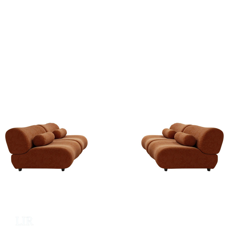 Ensemble de canapé modulaire orange en forme de L - Canapé en tissu chenille de grand confort, idéal pour les salons et les salons modernes