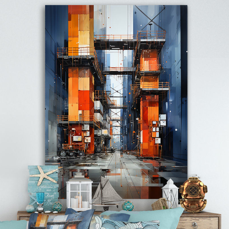 Port Symphonie industrielle sur toile, H 20 po x l 12 po x P 1 po, Toile tendue