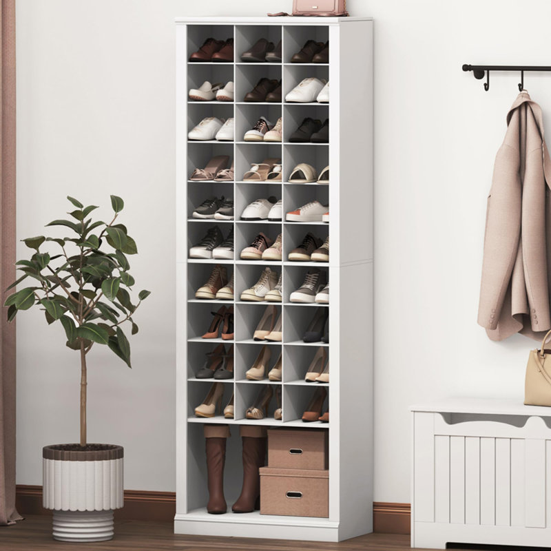 Cottrell 11-Tier 31-Cubbie Shoe Storage Cabinet, White