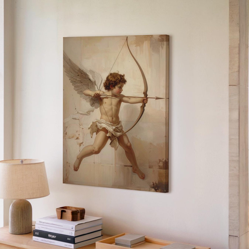 Art mural mural, Cupidon, flèche, impression sur toile, Illustration de l'amour, H 16 po x l 20 po