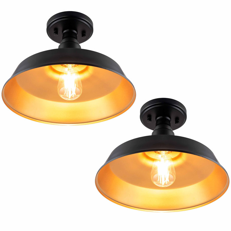 Adesewa Black Semi Flush Mount Ceiling Light, Matte Black
