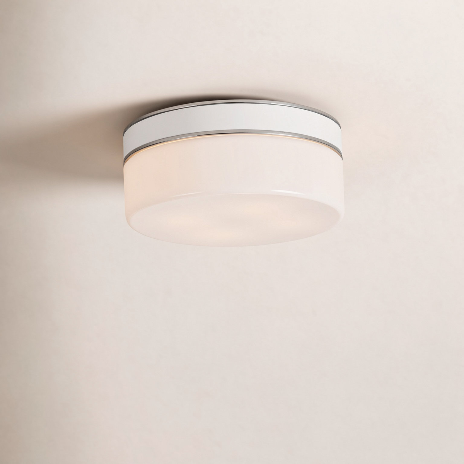 2 Light Glass Flush Mount, Polished Nickel