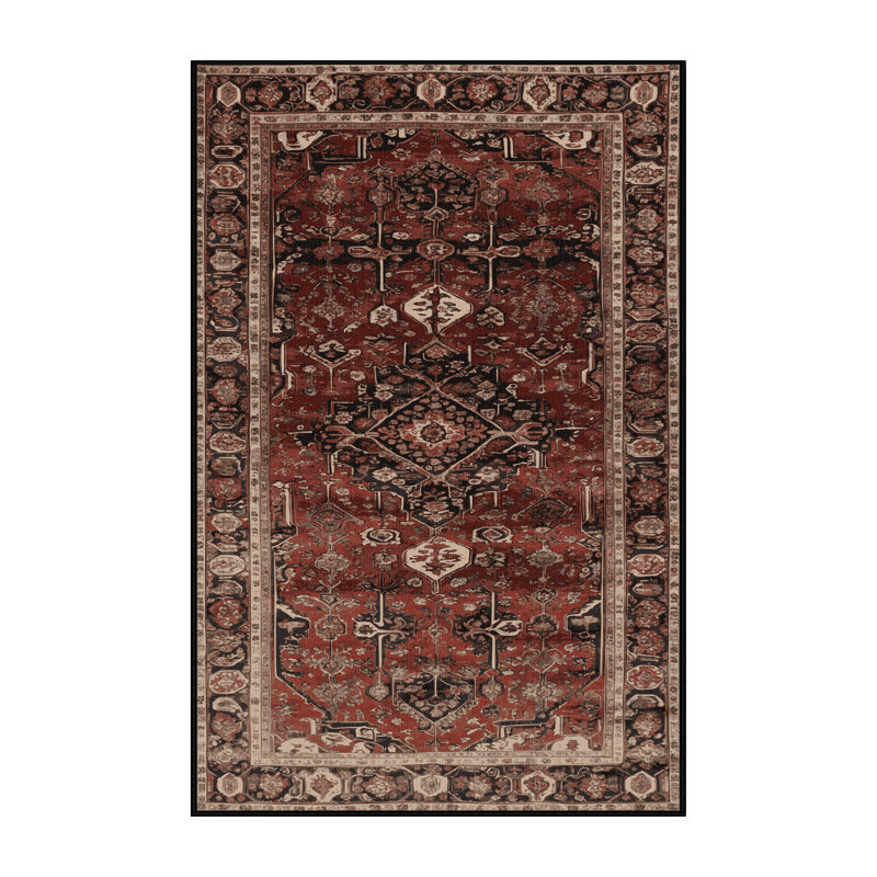 Machine Washable Persian Brown Area Rug, Rectangle 6' x 9'