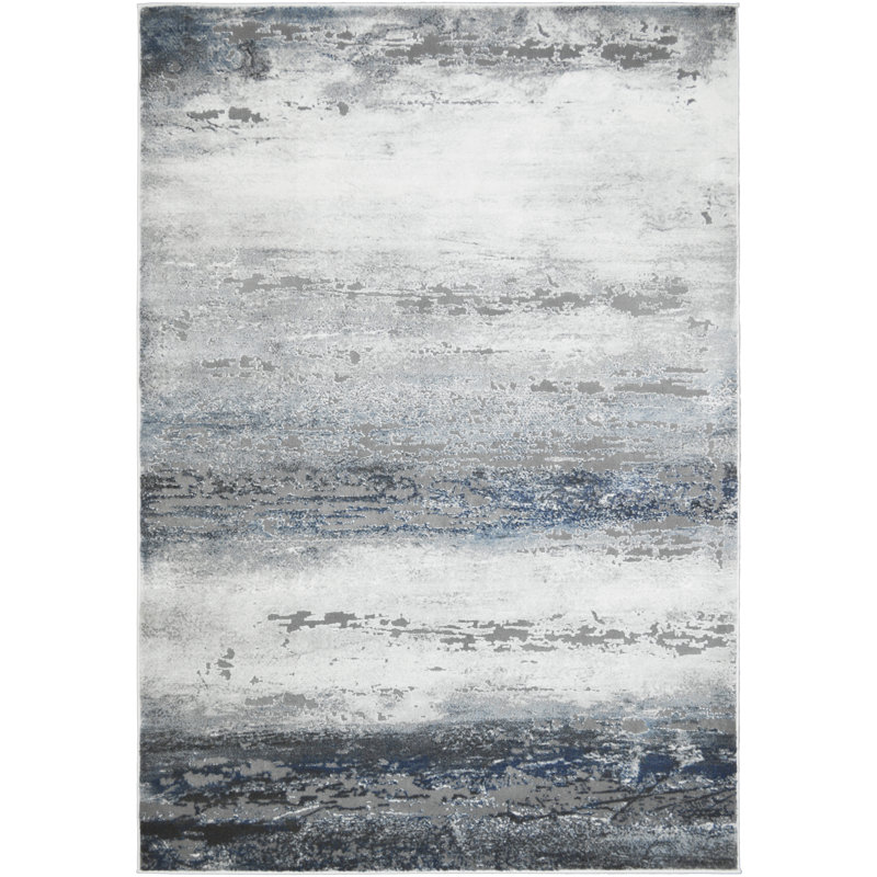 Tapis abstrait gris, Rectangle 9 pi 2 po x 12 pi 10 po
