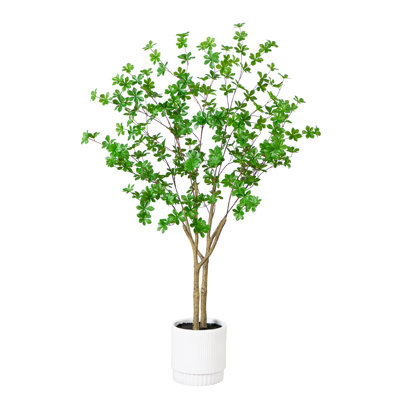 5ft. Artificial Enkianthus Tree in White Decorative Planter