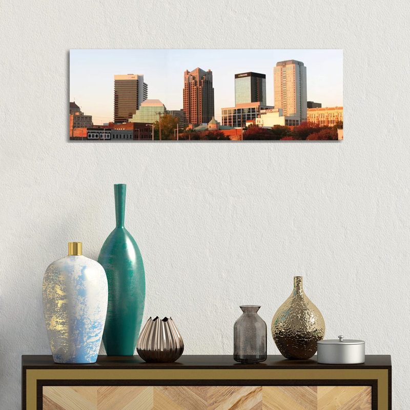 Birmingham Panoramic Skyline Cityscape (Evening) - Wrapped Canvas Panoramic Print, 30.48 cm H x 91.44 cm W x 3.175 cm D