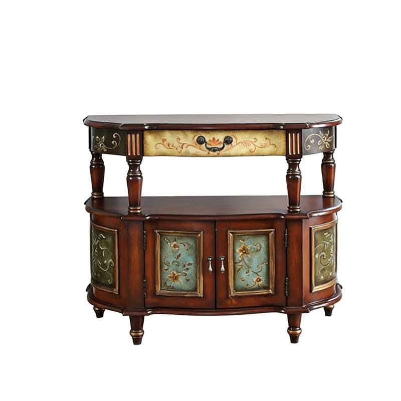 Coffee Solid Wood Free Form Console Table, Coffee