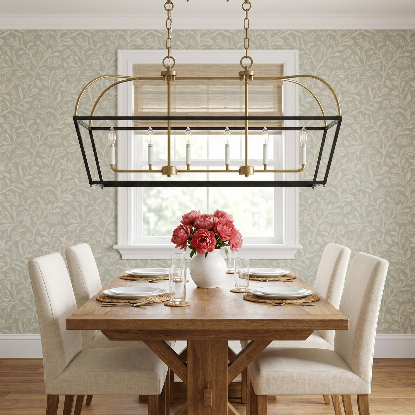 Tate 6-Light Chain-Hung Two-Tone Linear Chandelier