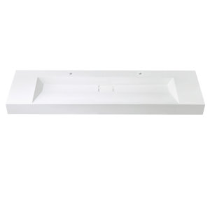 Maho 72 in. Rectangular White Composite Granite Stone Console Bathroom Vanity Sink