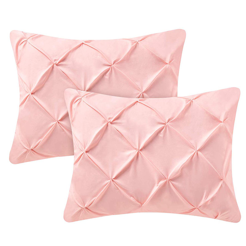 Rose Quartz Pin Tuck Polyester Standard Pillow Shams