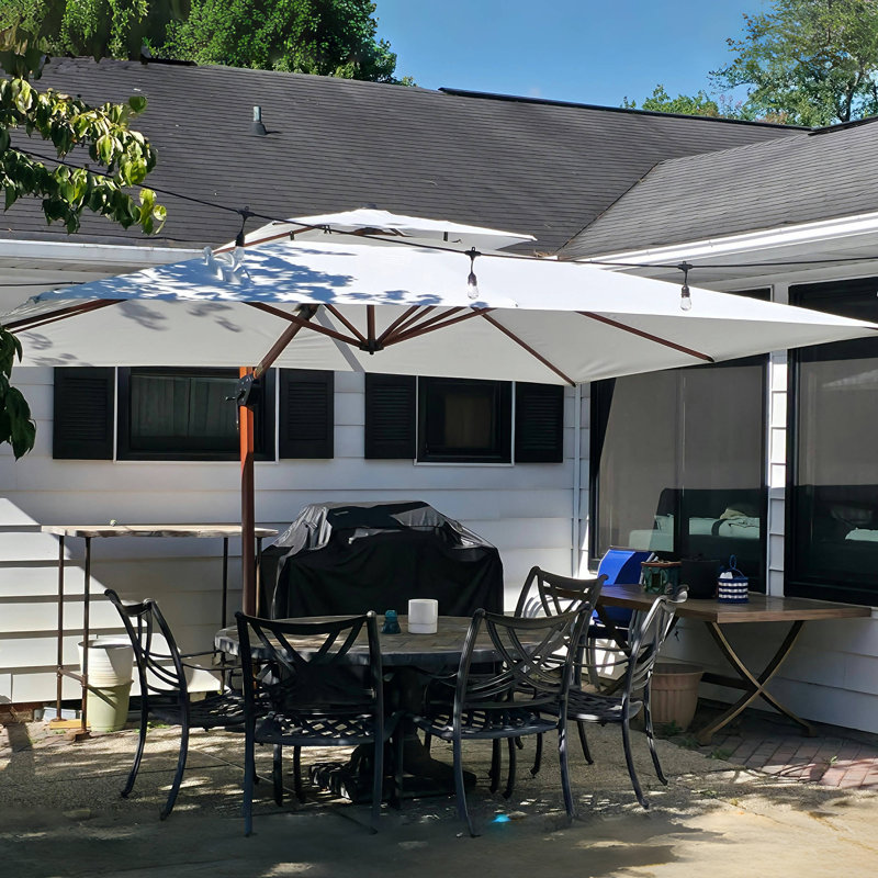 Parasol en porte-à-faux rectangulaire double 9 pi x 12 pi, Crème