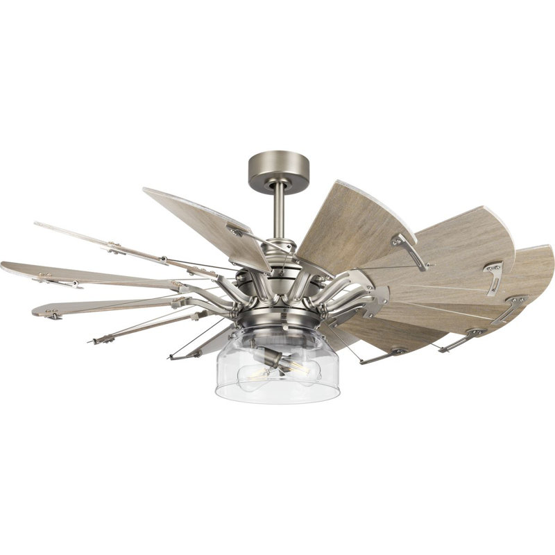 Ventilateur de plafond 2 lumières, Nickel antique