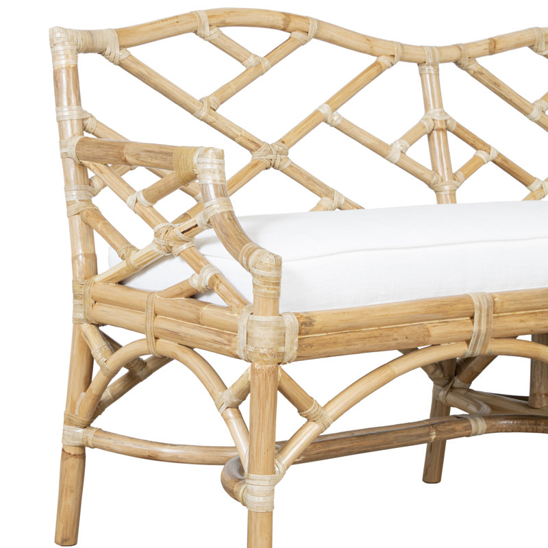 Chippendale Upholstered Bench, Natural