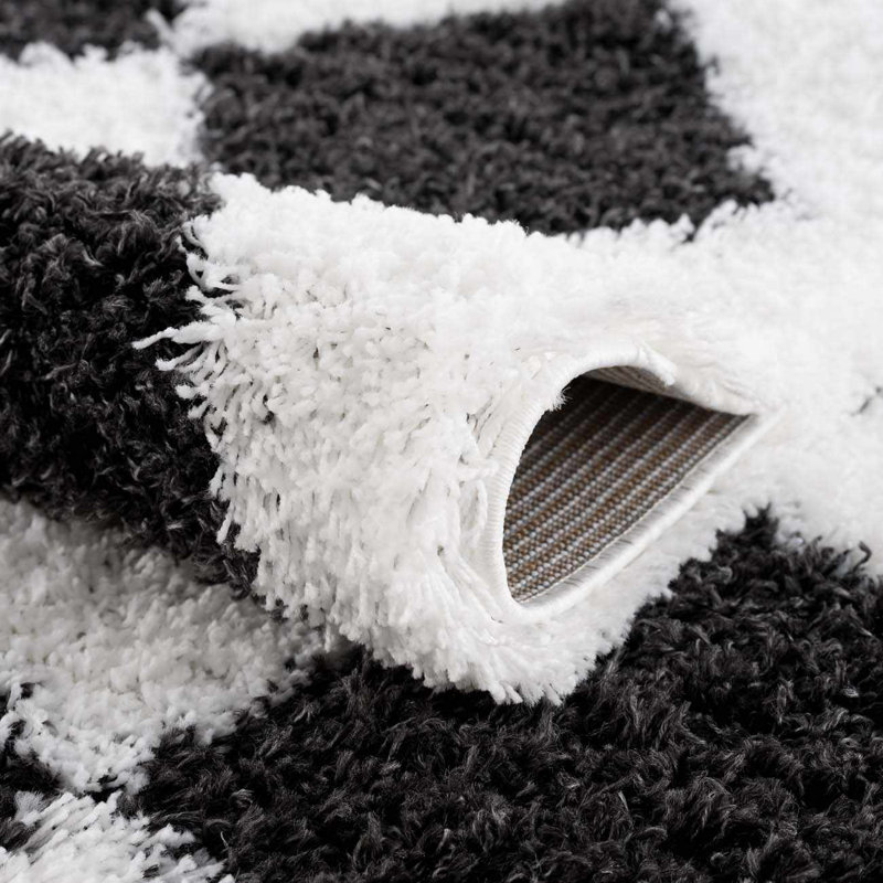 Tapis noir et blanc Axlan, Rectangle 5 pi 3 po x 7 pi 3 po