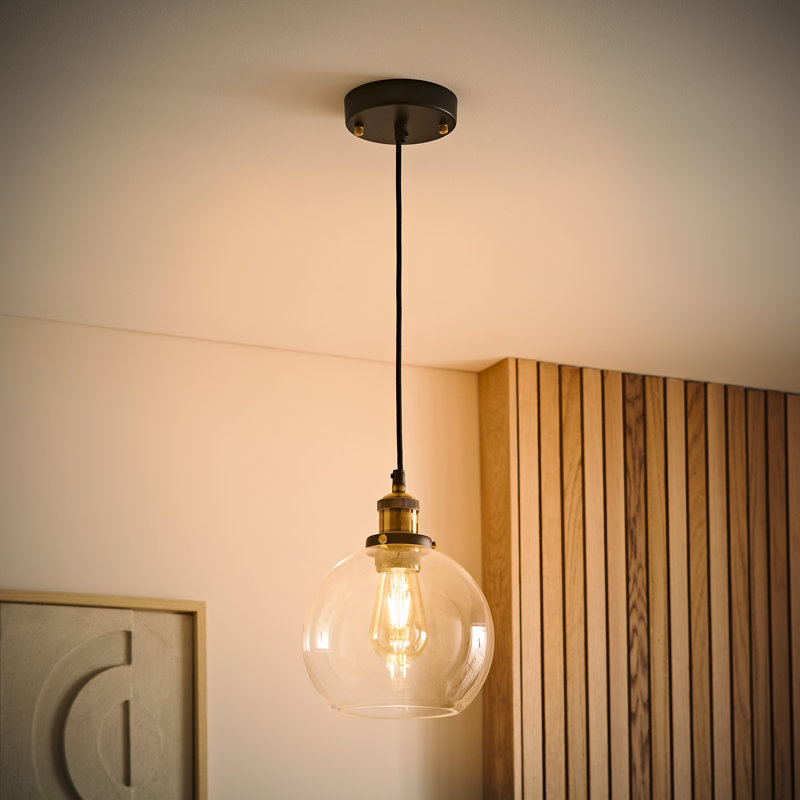 Cavallaro 1 - Light Antique Brass Effect/Black Single Pendant, Yes